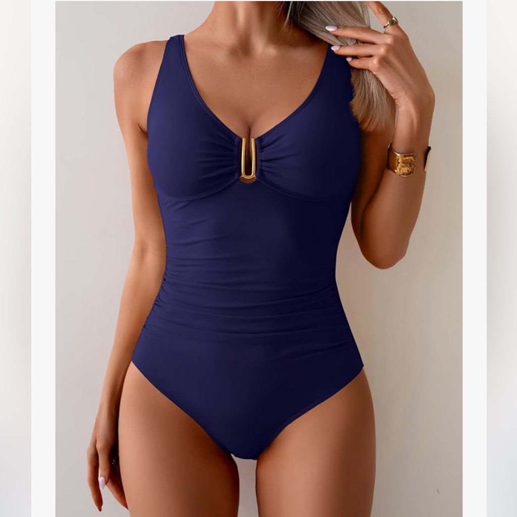 B2prity- Sophisticated Deep Blue One-Piece Swimsuit Size M Nwt